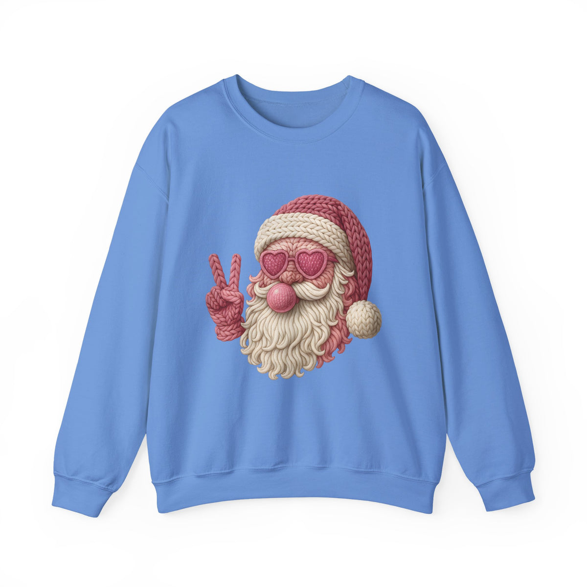 Pink Sunglasses Peace Sign Santa Sweatshirt | Retro Holiday Cozy