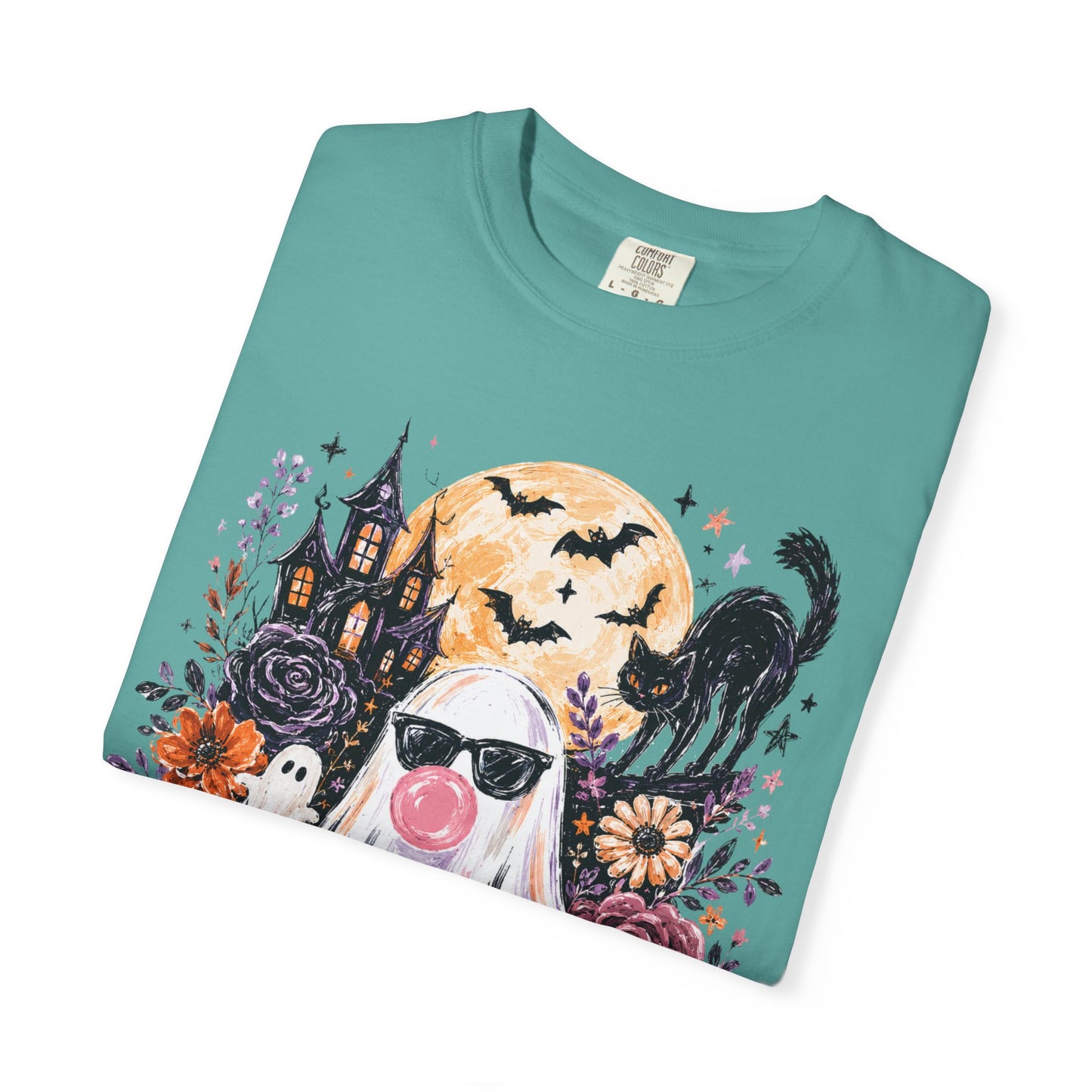 Cute Sunglasses Ghost Halloween T-shirt | Pumpkin, Black Cat, Haunted House