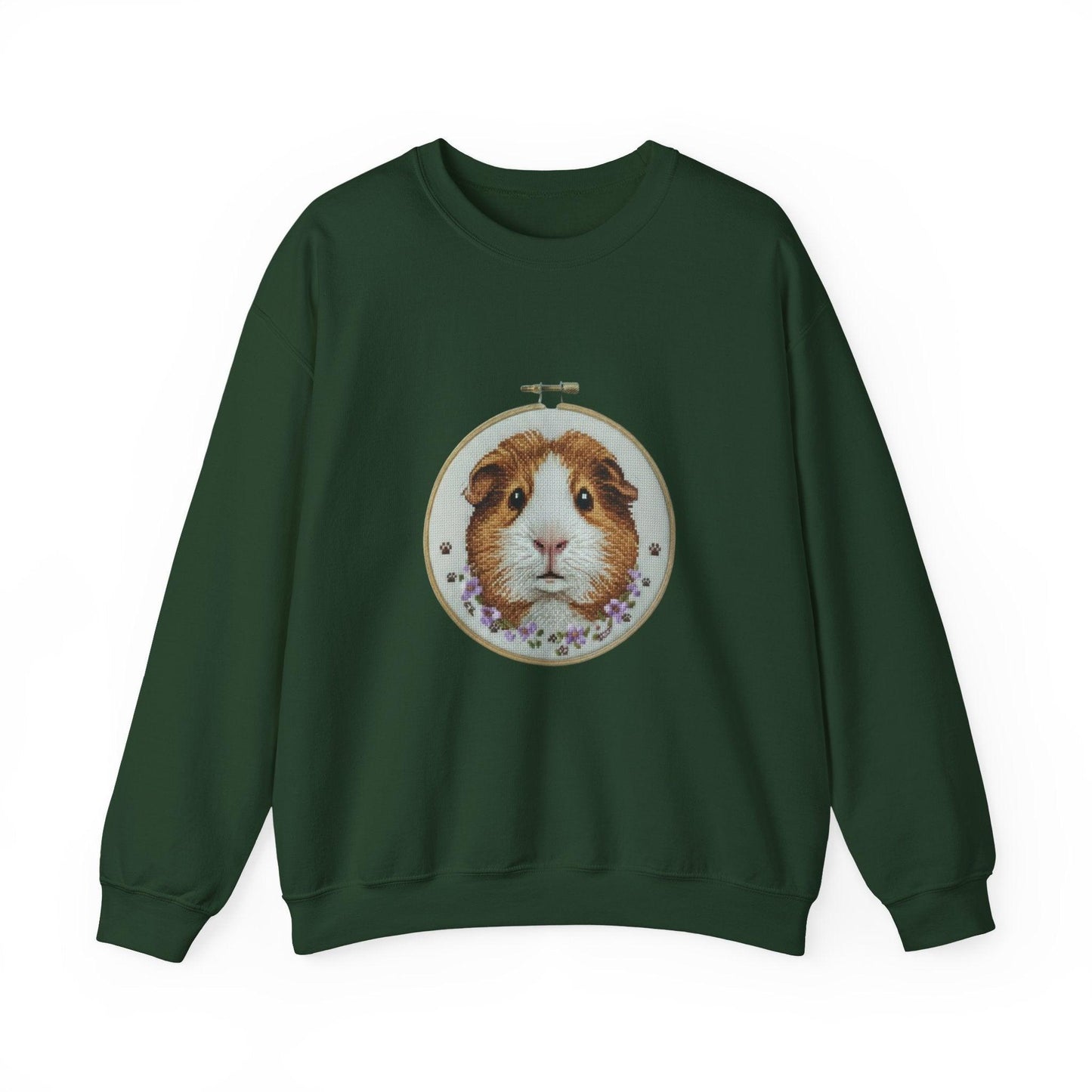 Guinea Pig Portrait Crewneck Sweatshirt | Embroidery Hoop Style