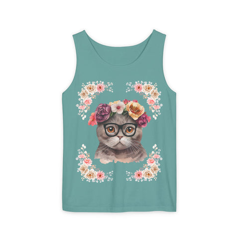 Geeky Goddess Dark Gray Cat Unisex Tank Top