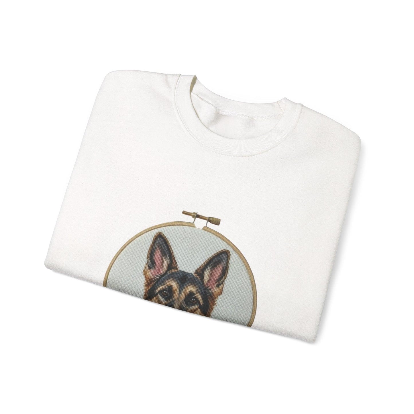 German Shepherd Portrait Embroidery Hoop Sweatshirt | Floral Dog Face