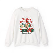 Cozy Christmas Crewneck Sweatshirt - Santa's Livestream Fun, Unisex Holiday Pullover, Gift for Gamers, Xmas Comfort Wear, Festive Sweatshirt