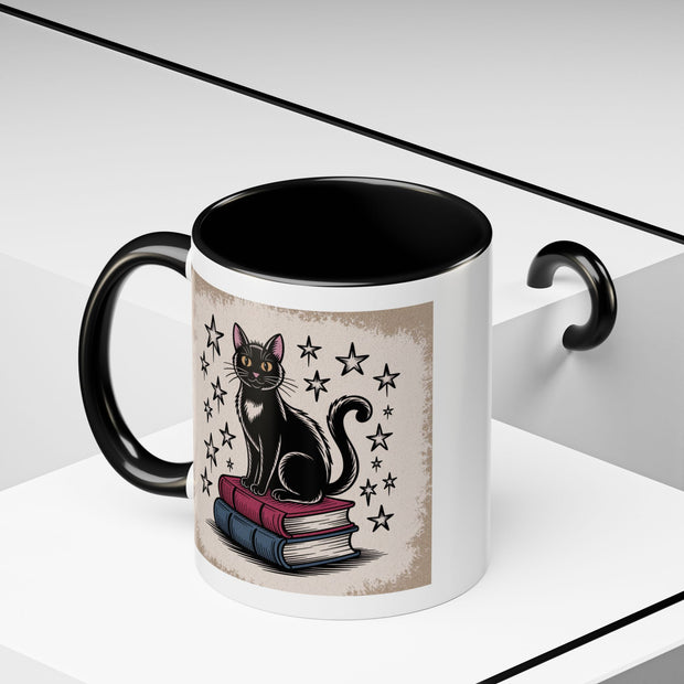 Cat and Book Lover's Accent Coffee Mug