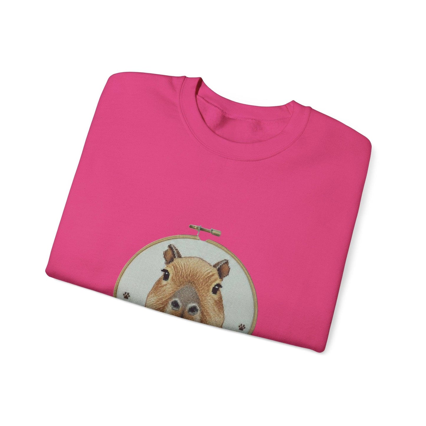 Cute Capybara Portrait Crewneck Sweatshirt | Floral Wreath Animal Art