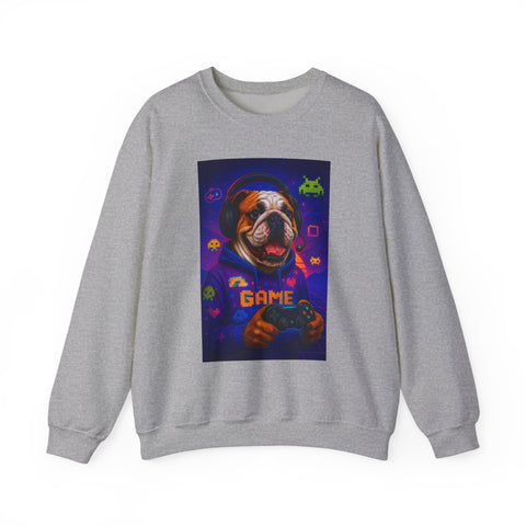 Gaming Dog Crewneck Sweatshirt, Cozy Gamer Gift, Unisex Sweatshirt, Video Game Lover Apparel, Fun Dog Design Sweatshirt