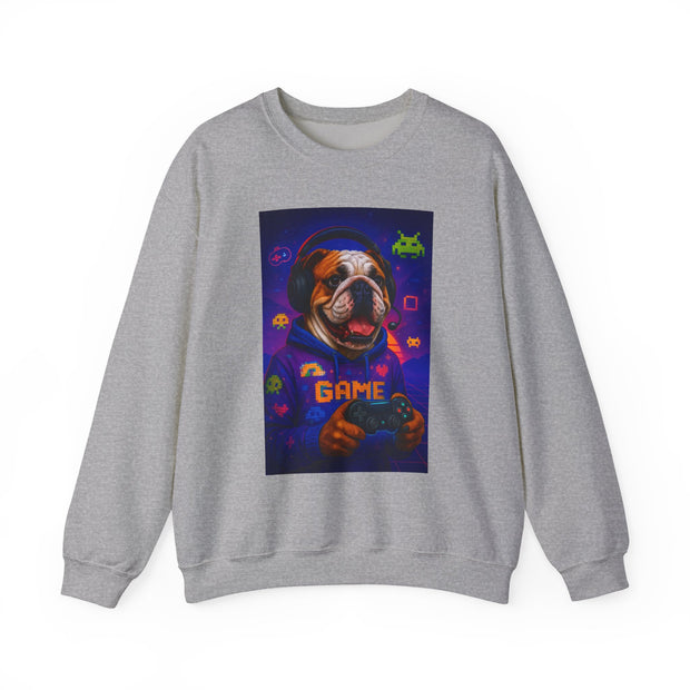 Gaming Dog Crewneck Sweatshirt, Cozy Gamer Gift, Unisex Sweatshirt, Video Game Lover Apparel, Fun Dog Design Sweatshirt