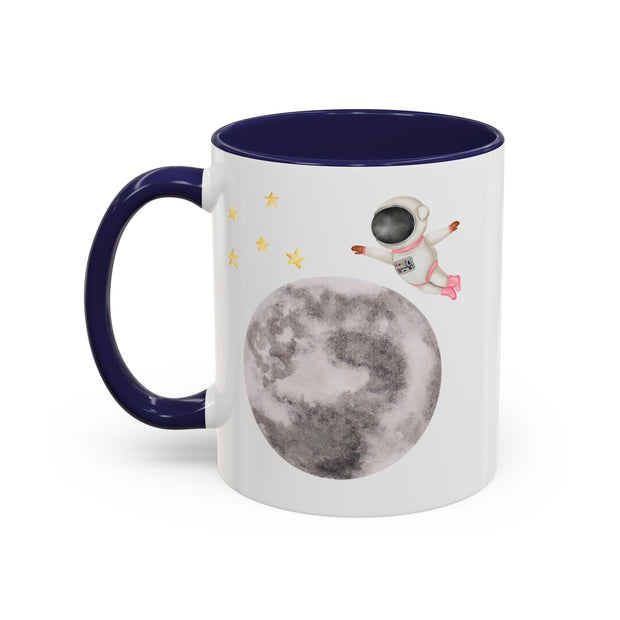 Astronaut Flying To The Moon Accent Coffee Mug