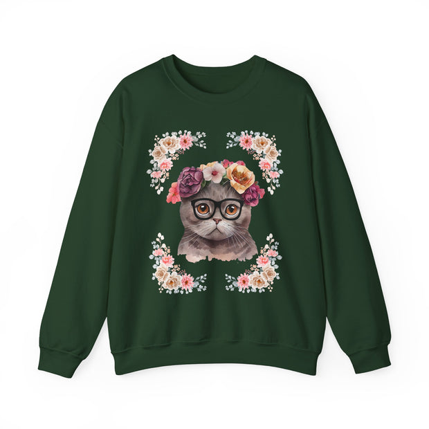 Geeky Goddess Dark Gray Cat Unisex Crewneck Sweatshirt