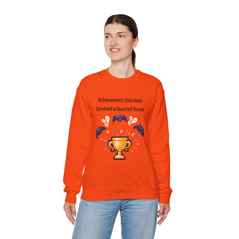 'Achievement Unlocked: Survived A Haunted House' Unisex Crewneck Sweatshirt