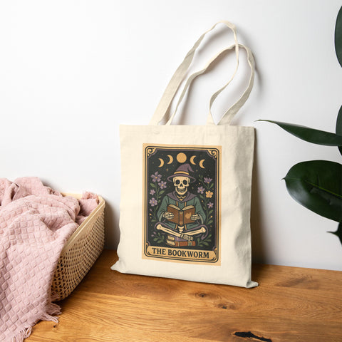 'The Bookworm' Tarot Card Cotton Canvas Tote Bag