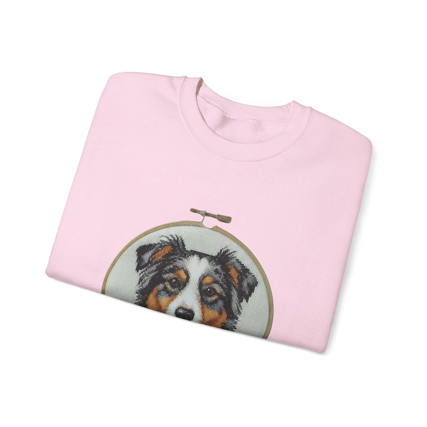 Australian Shepherd Sweatshirt, Aussie Dog Mom Gift, Embroidery Hoop Portrait, Cross Stitch Dog Crewneck