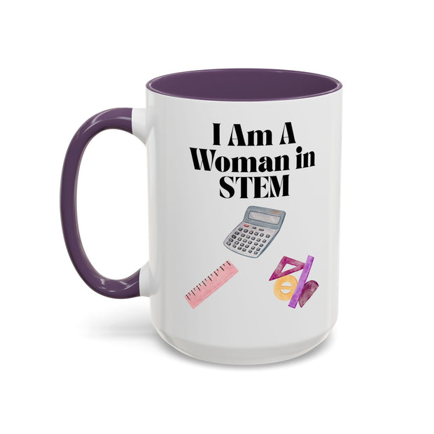 'I Am A Woman In STEM' Accent Coffee Mug