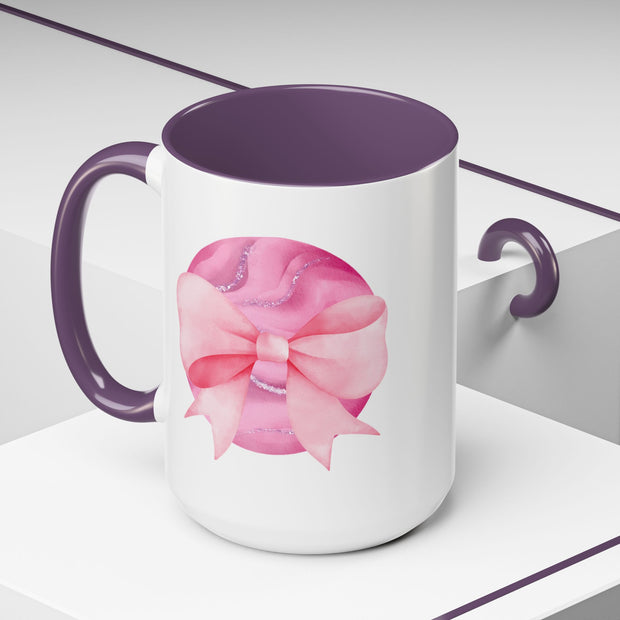Pink Planet Wrapped In A Bow Accent Coffee Mug