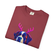 Saint Bernard in Reindeer Antlers T-Shirt | Holiday Dog Sweater Design