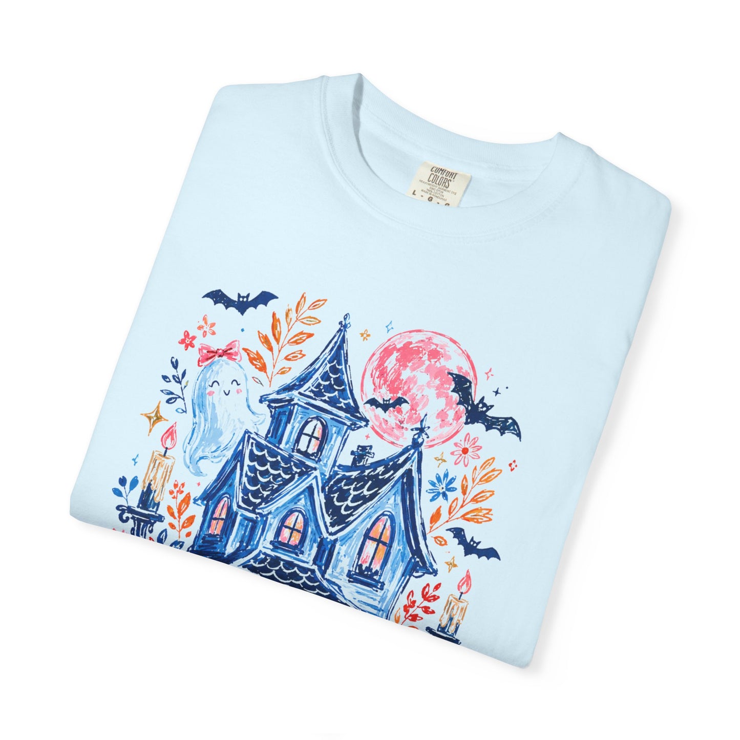Spooky Haunted House Halloween T-Shirt | Ghosts, Pumpkins, Bats