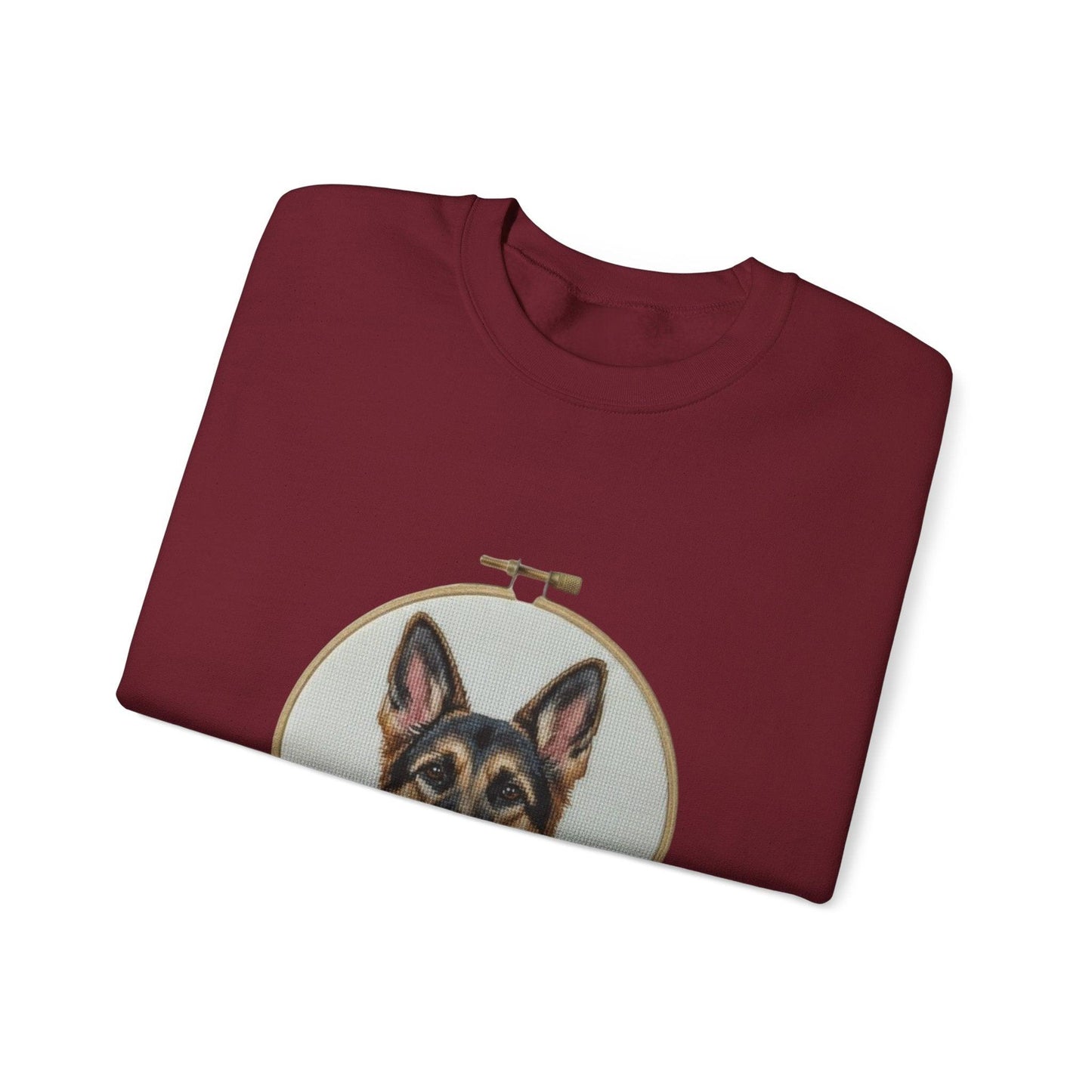 German Shepherd Portrait Embroidery Hoop Sweatshirt | Floral Dog Face