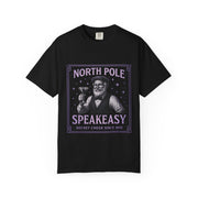 North Pole Speakeasy T-Shirt, Holiday T-Shirt, Unisex Christmas Tee, Vintage Style Tee, Fun Santa Shirt, Festive Gift Idea