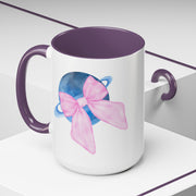 Blue Saturn Wrapped In A Pink Bow Accent Coffee Mug