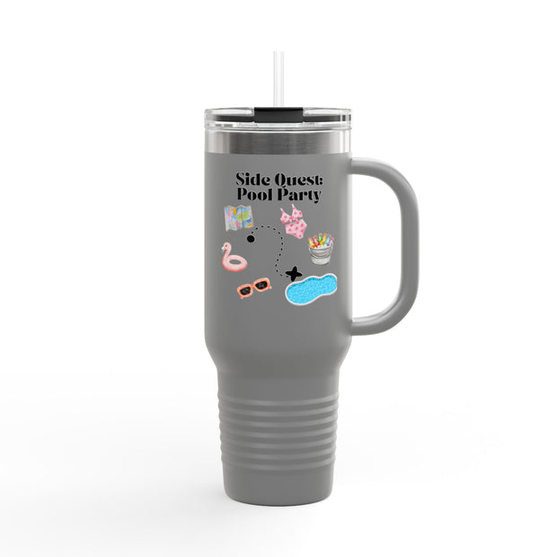 'Side Quest: Pool Party' Insulated Travel Mug, 40oz