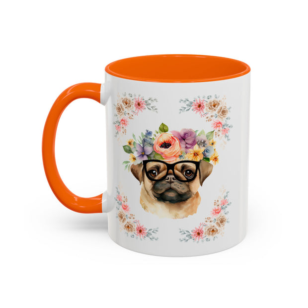 Geeky Goddess Pug Accent Coffee Mug