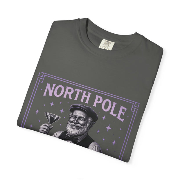 North Pole Speakeasy T-Shirt, Holiday T-Shirt, Unisex Christmas Tee, Vintage Style Tee, Fun Santa Shirt, Festive Gift Idea