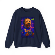 Gaming Golden Doodle Illustration Crewneck Sweatshirt | Retro Arcade Gamer