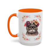 Geeky Goddess Dark Gray Cat Accent Coffee Mug