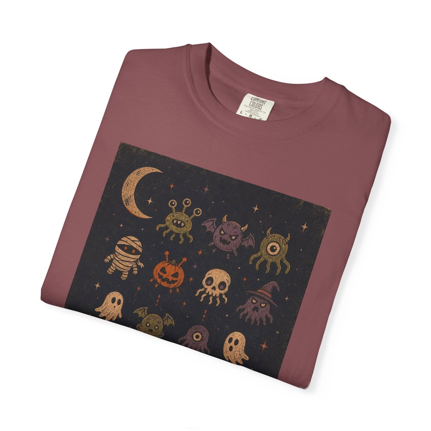 Cute Halloween Witch and Ghosts T-Shirt | Pumpkin Moon Spooky Illustration