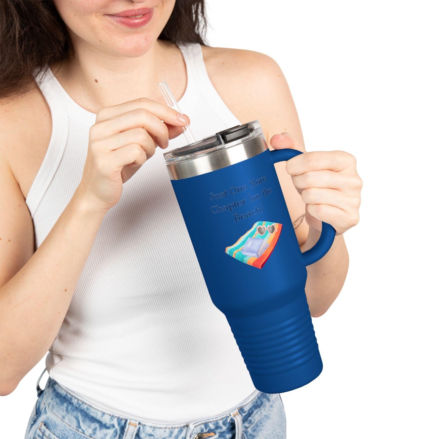 'Just One More Chapter (On The Beach)' Insulated Travel Mug, 40oz