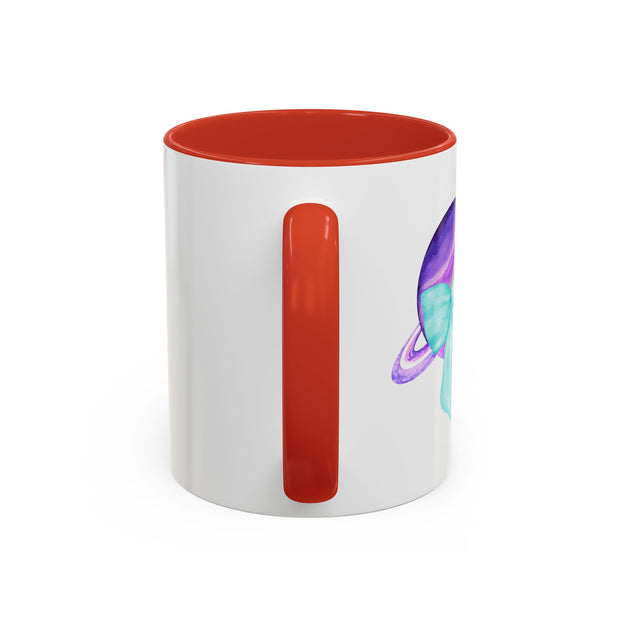 Purple Saturn Wrapped In A Bow Accent Coffee Mug
