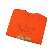 'Feline Good With A Book & Brew' Unisex Crewneck Sweatshirt