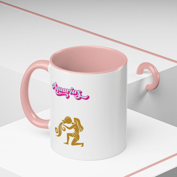 'Aquarius' Zodiac Accent Coffee Mug