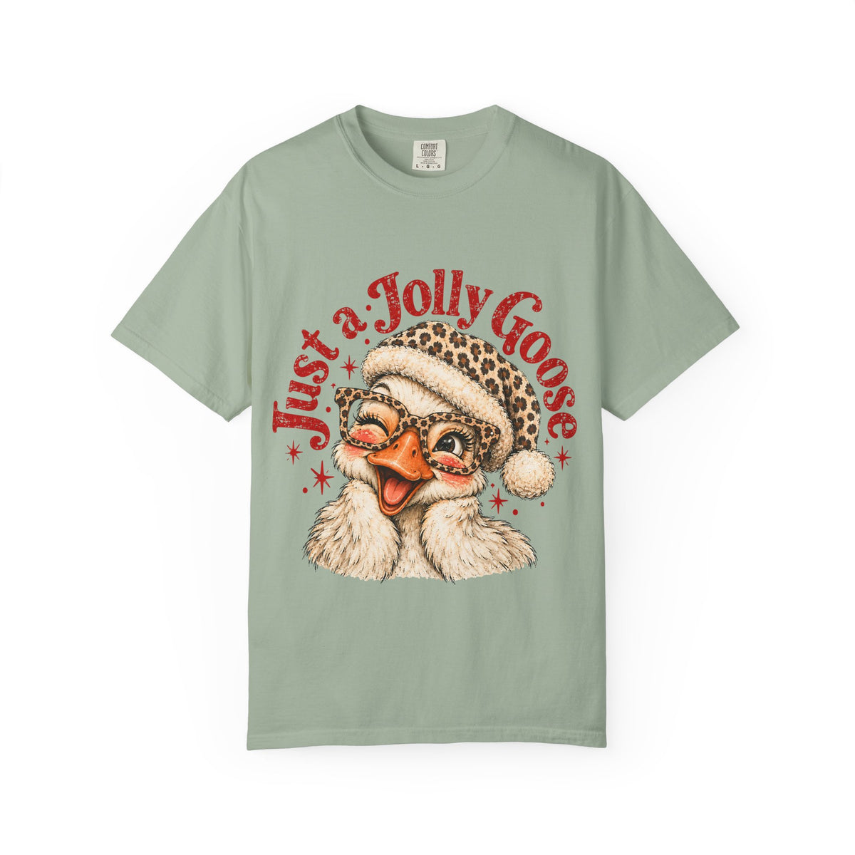 Jolly Goose Christmas Shirt, Funny Christmas Goose Tee, Leopard Santa Goose Shirt, Goose Lover Gift, Retro Holiday T-Shirt