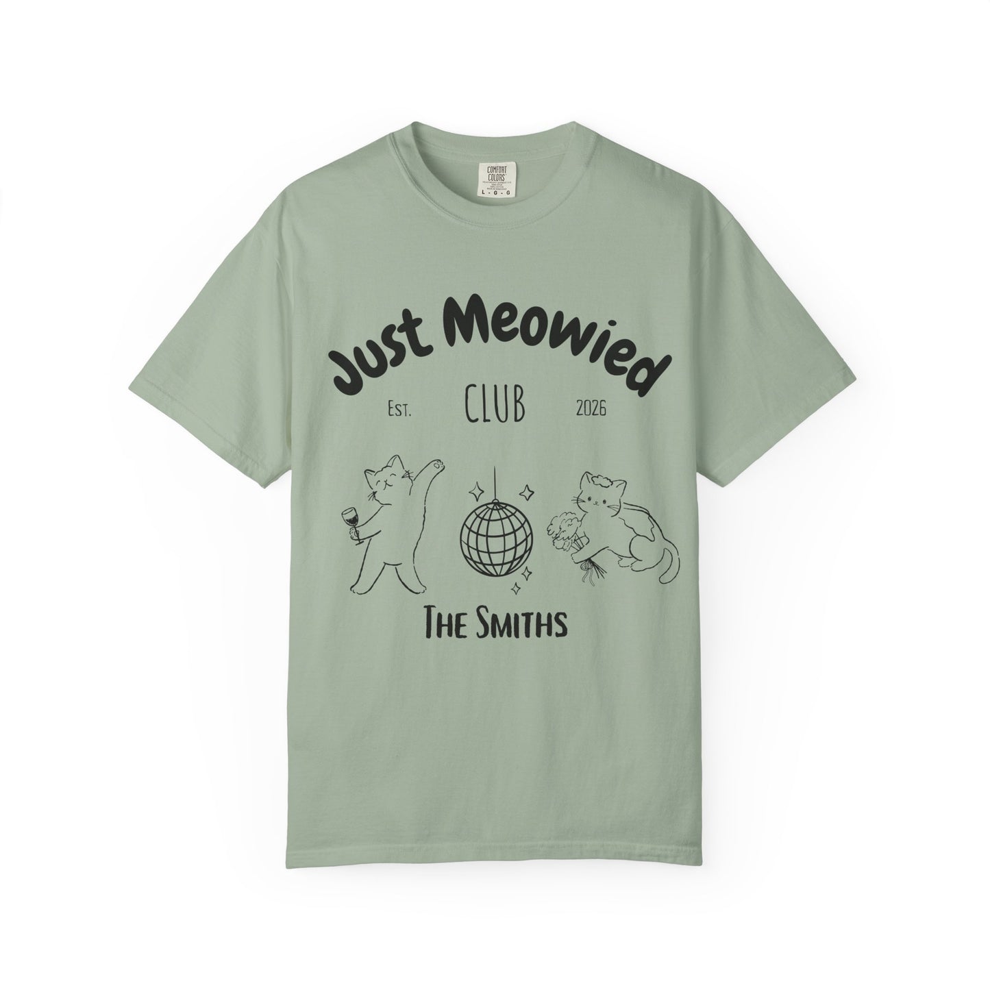 Just Married Cat Wedding Shirt Newlywed Couple Matching T-Shirt Comfort Colors Mr And Mrs Tee Just Meowied Honeymoon Gift For Bride Groom