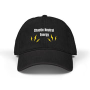 'Chaotic Neutral Energy' Denim Embroidered Cap
