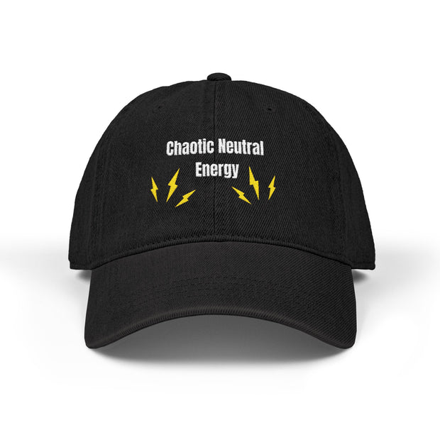 'Chaotic Neutral Energy' Denim Embroidered Cap