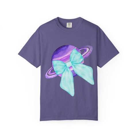 Purple Saturn Wrapped In Bow Unisex T-Shirt