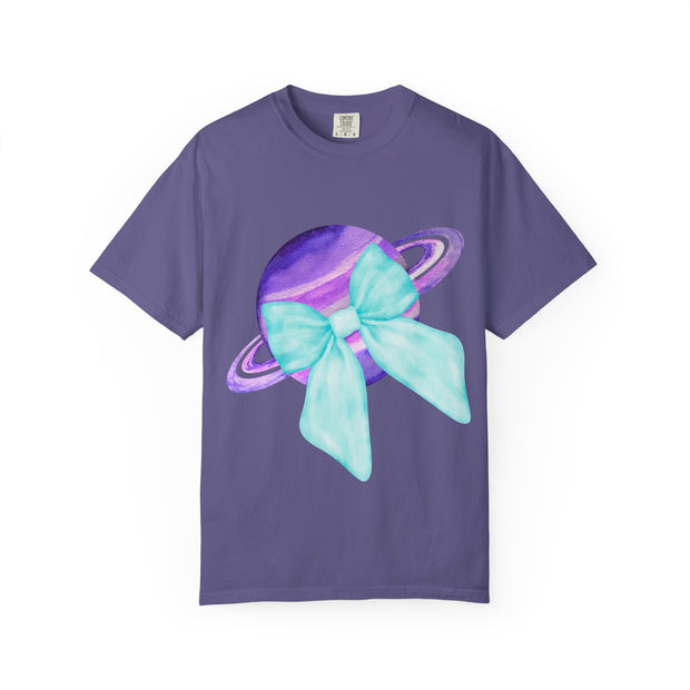Purple Saturn Wrapped In Bow Unisex T-Shirt