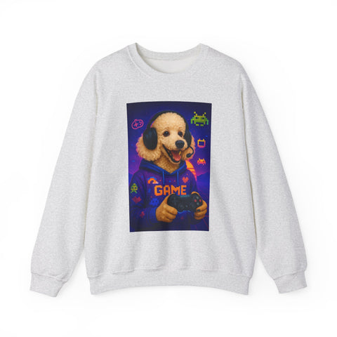 Gamer Dog Sweatshirt, Unisex Crewneck, Cute Gaming Apparel, Gift for Pet Lovers, Funny Sweatshirt, Cozy Gaming Clothing