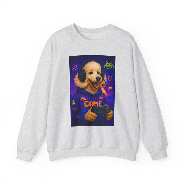 Gamer Dog Sweatshirt, Unisex Crewneck, Cute Gaming Apparel, Gift for Pet Lovers, Funny Sweatshirt, Cozy Gaming Clothing