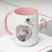 Astronaut Flying To The Moon Accent Coffee Mug