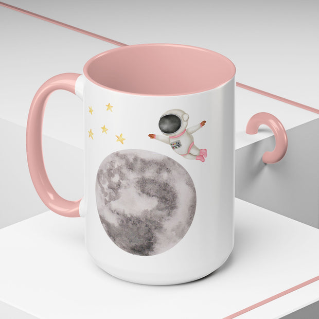Astronaut Flying To The Moon Accent Coffee Mug