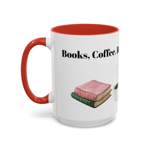 'Books, Coffee, Repeat' Accent Coffee Mug
