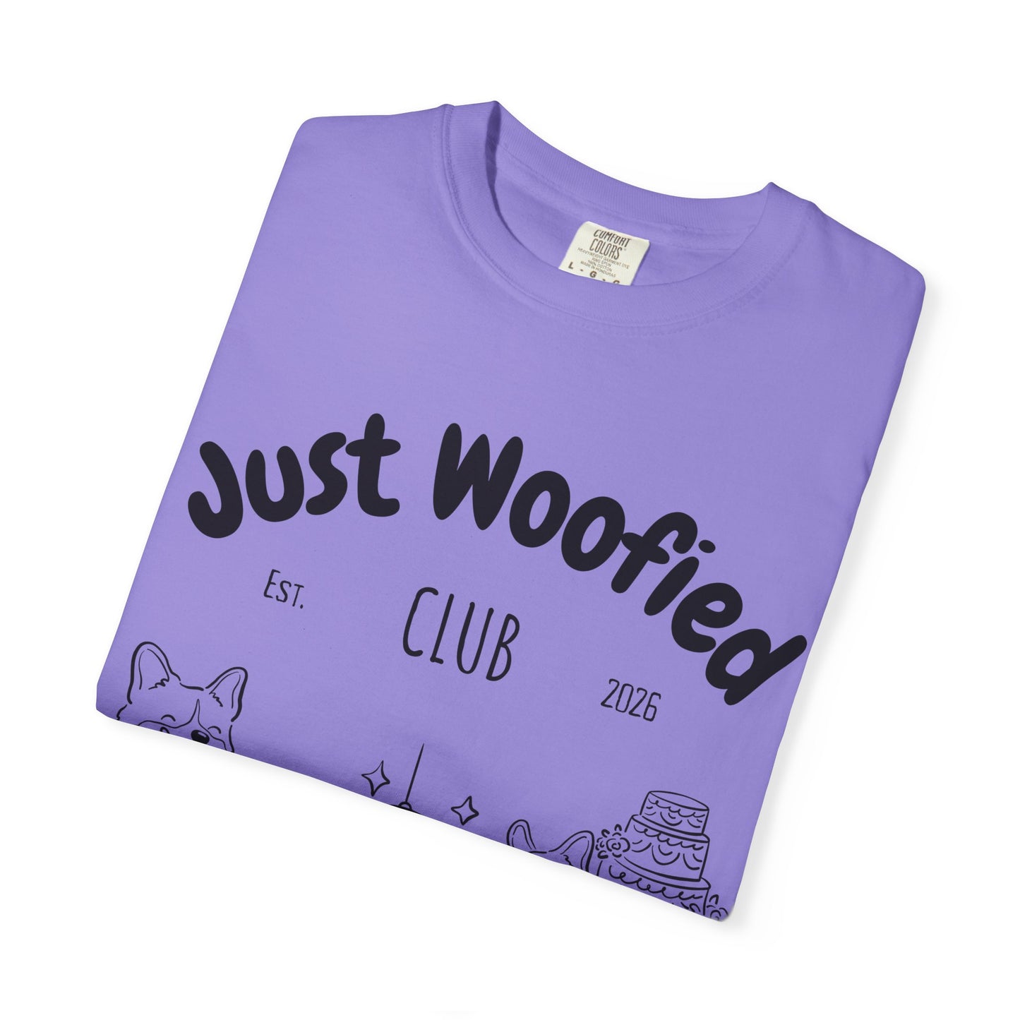 Just Married Dog Wedding Shirt Newlywed Couple Matching T-Shirt Comfort Colors Mr And Mrs Tee Just Woofied Honeymoon Gift For Bride Groom