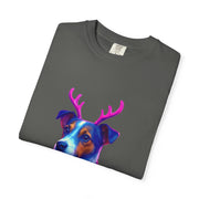 Jack Russell in Reindeer Sweater T-shirt | Neon Holiday Dog Design