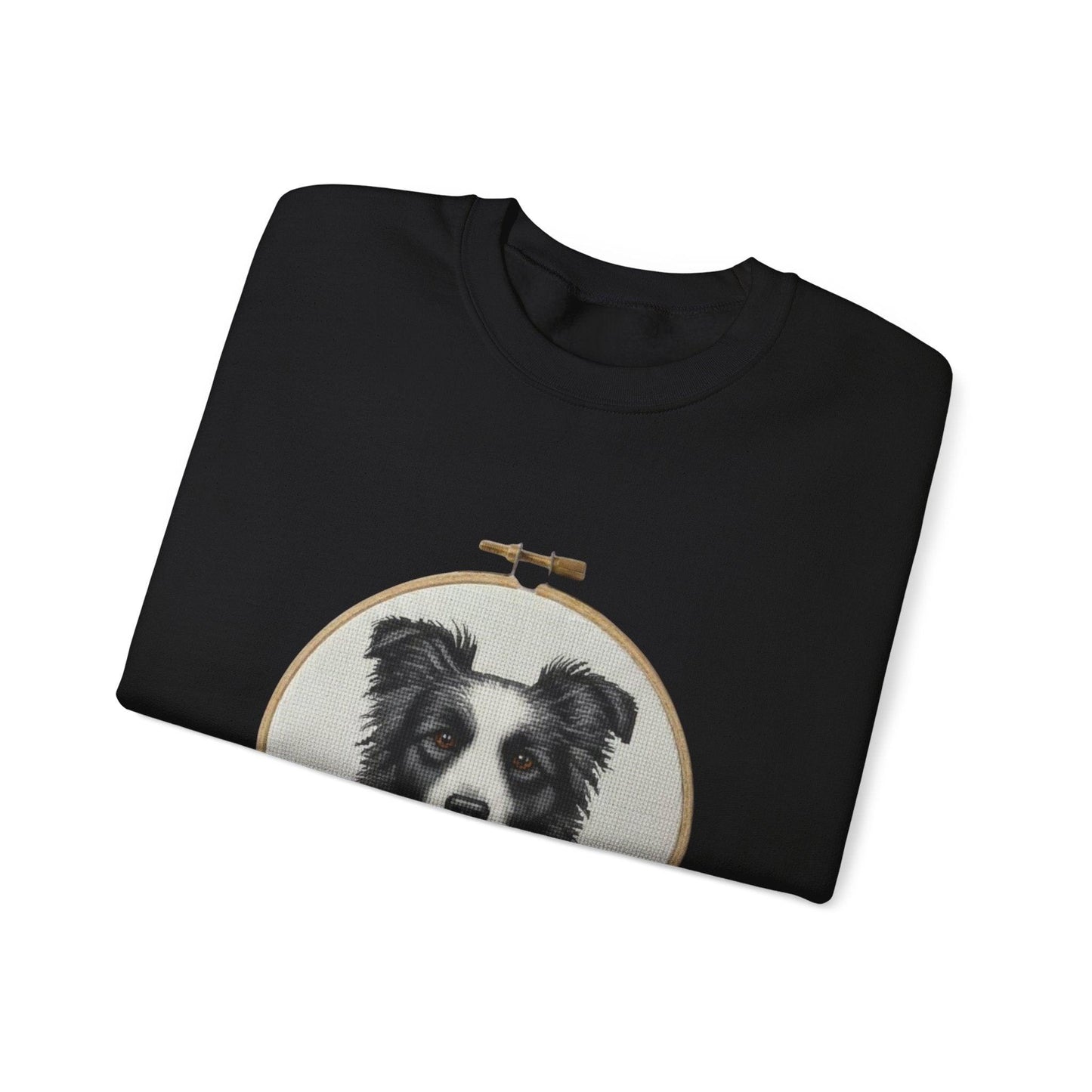 Border Collie Portrait Crewneck Sweatshirt | Embroidery Hoop Dog Design