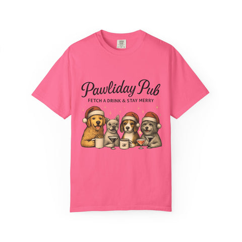 Pawdility Pub Holiday T-Shirt, Dog Lover Gift, Festive Pet Apparel, Cute Animal Tee, Merry Christmas Shirt, Pet-Themed Tee
