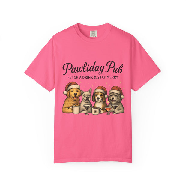 Pawdility Pub Holiday T-Shirt, Dog Lover Gift, Festive Pet Apparel, Cute Animal Tee, Merry Christmas Shirt, Pet-Themed Tee