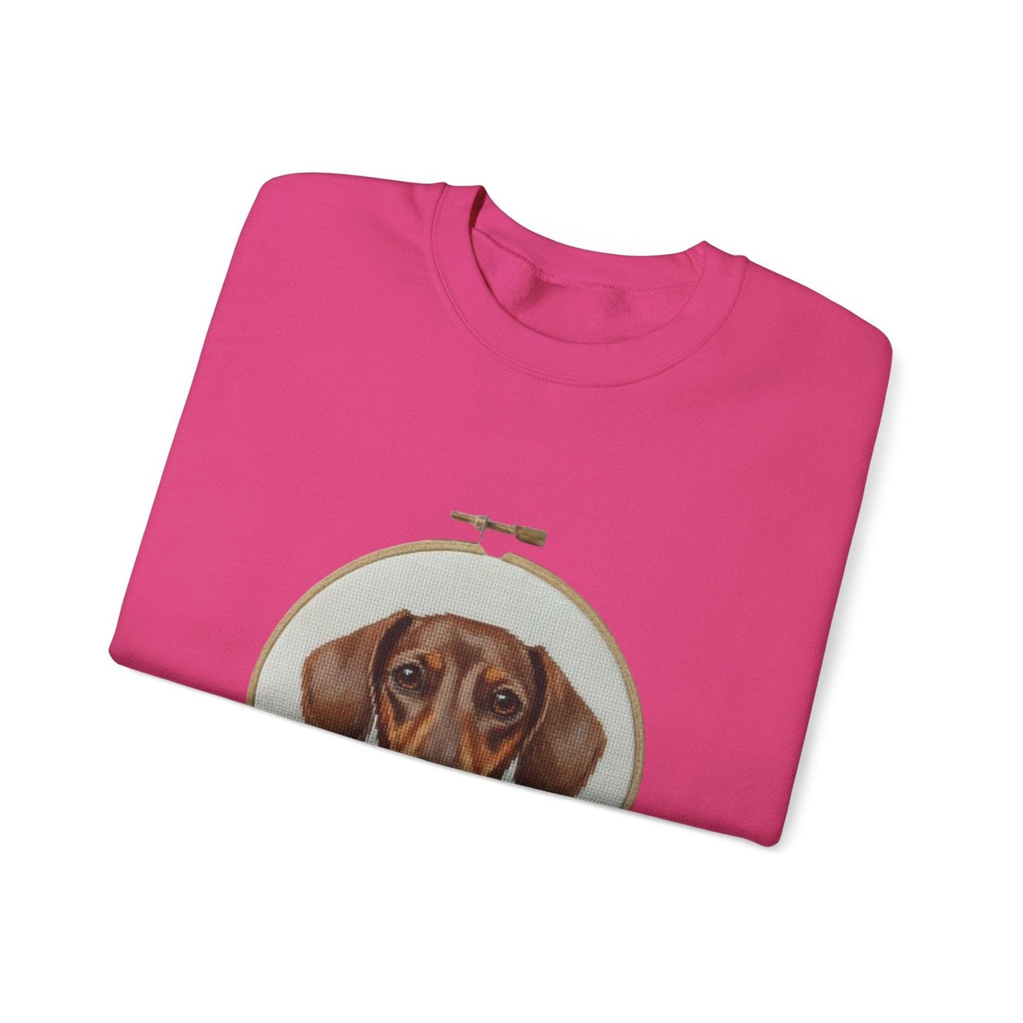 Dachshund Portrait Sweatshirt | Embroidery Hoop Dog Art, Cute Wiener Dog
