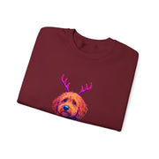 Golden Doodle with Reindeer Antlers Sweatshirt | Holiday Dog Sweater Design